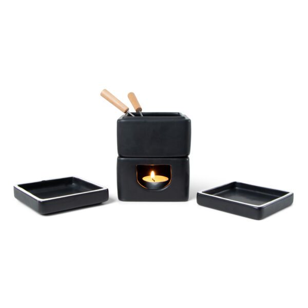 Mini fondue set zwart